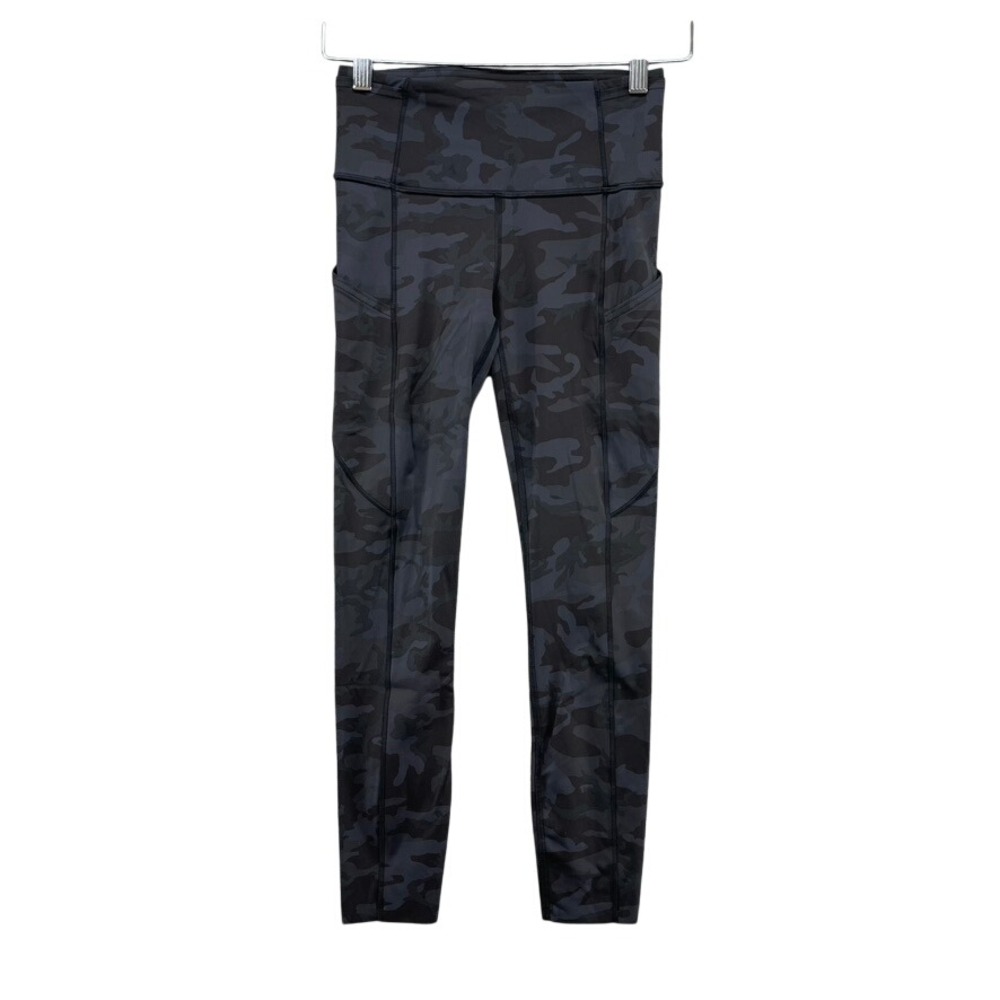 Lululemon Leggings Womens 4 Heritage 365 Camo Deep Coal Multi Pockets LW5BXRS